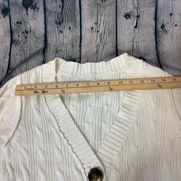 Old Navy Y2K 2007 Women's Button-Up Cable Knit Cardigan Cream 100% Cotton Sz Med - Picture 11 of 11